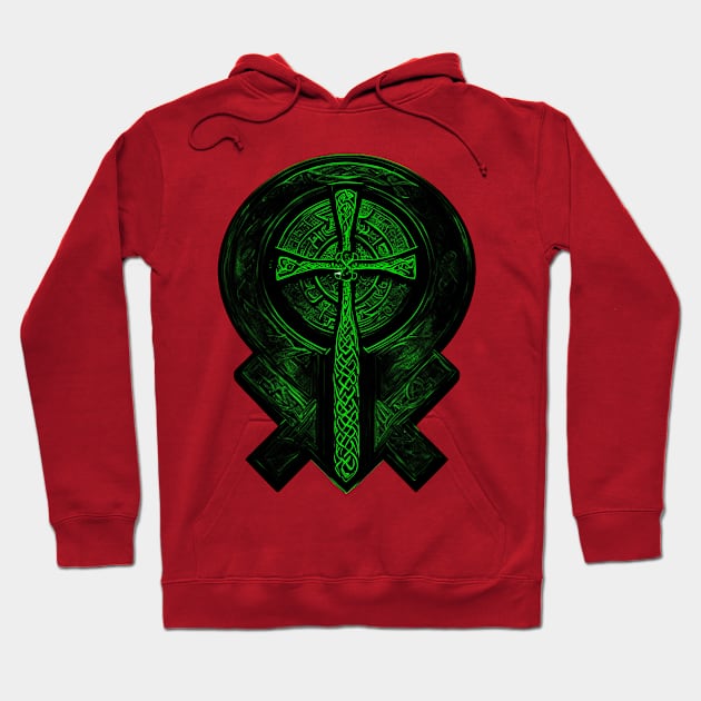 Green Celtic Cross Hoodie by SeththeWelsh